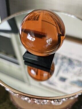 Amber Scrying FengShui (50mm) Crystal Ball w/Stand